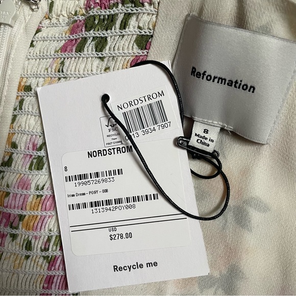 NWT Reformation Irisa Sweetheart Floral Lace Detail Midi Dress Size 8 Posy - Picture 15 of 15